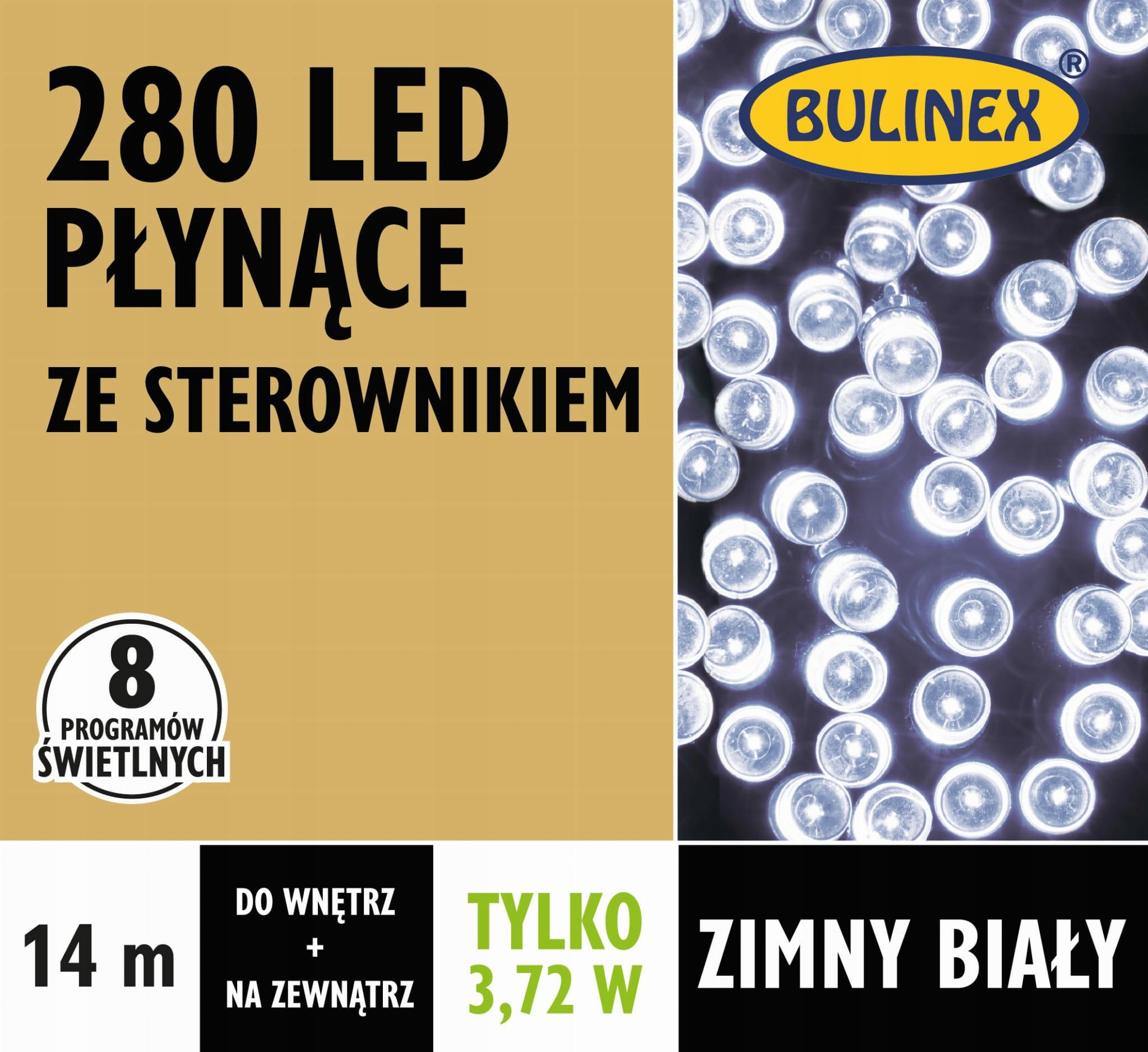 Venkovní osvětlení Bulinex tekoucí 280 Led barva studená bílá délka 14 m