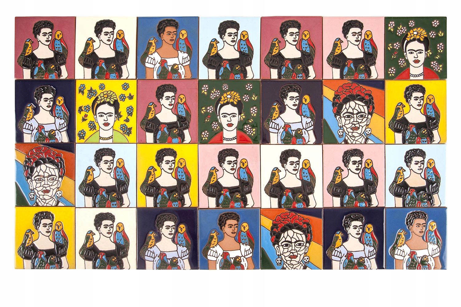 Płytki Ścienne 10x10 Dekoracyjne Frida Kahlo Meksykański patchwork - Fridas Typ dekor