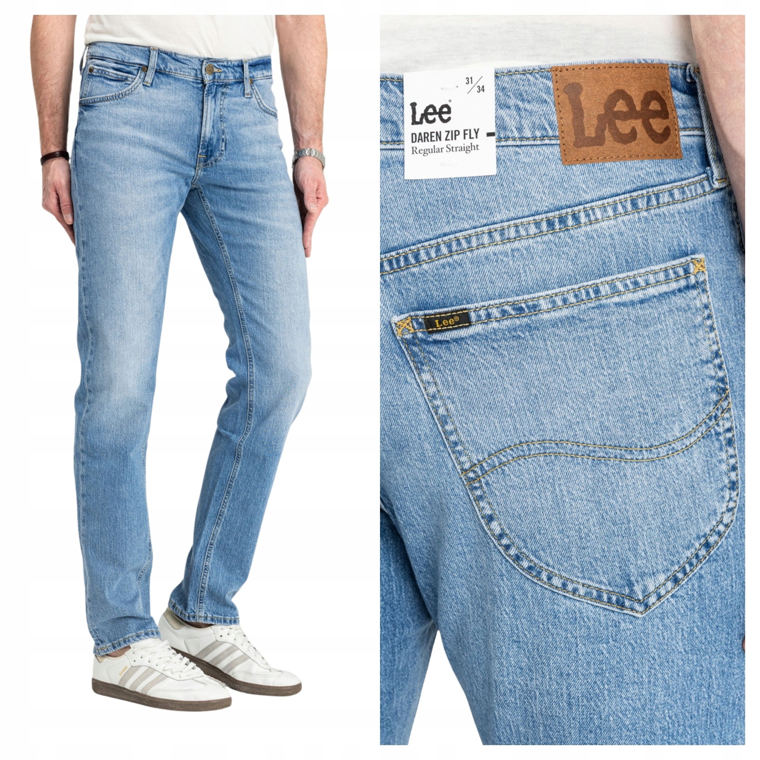 Pánské kalhoty Lee Daren Zip Fly Straight Modré Horizon Blue W36 L34