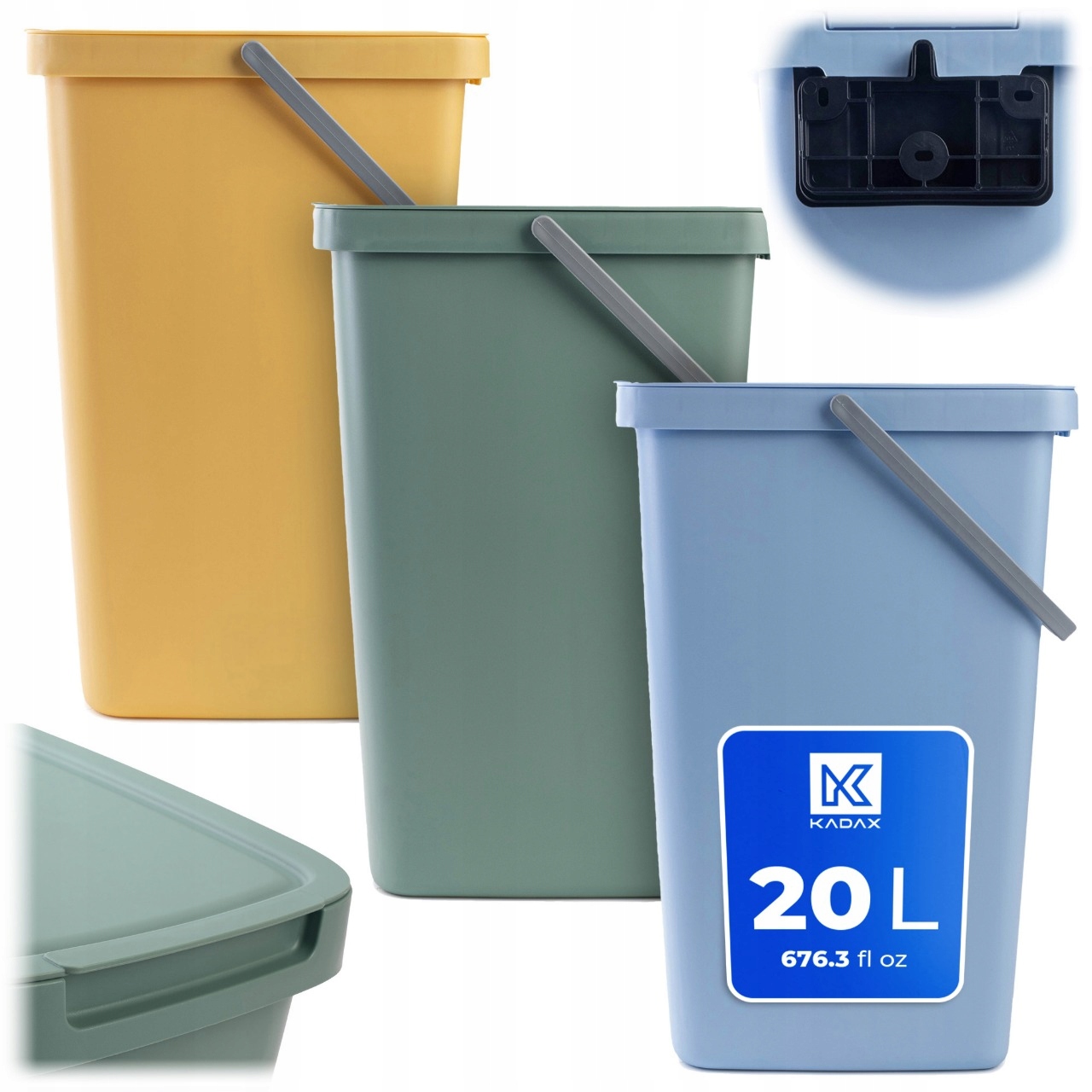 Levně 3x Odpadkový Koš 20L Nádoba Na Třídění Odpadu S Víkem Odpadkový Koš