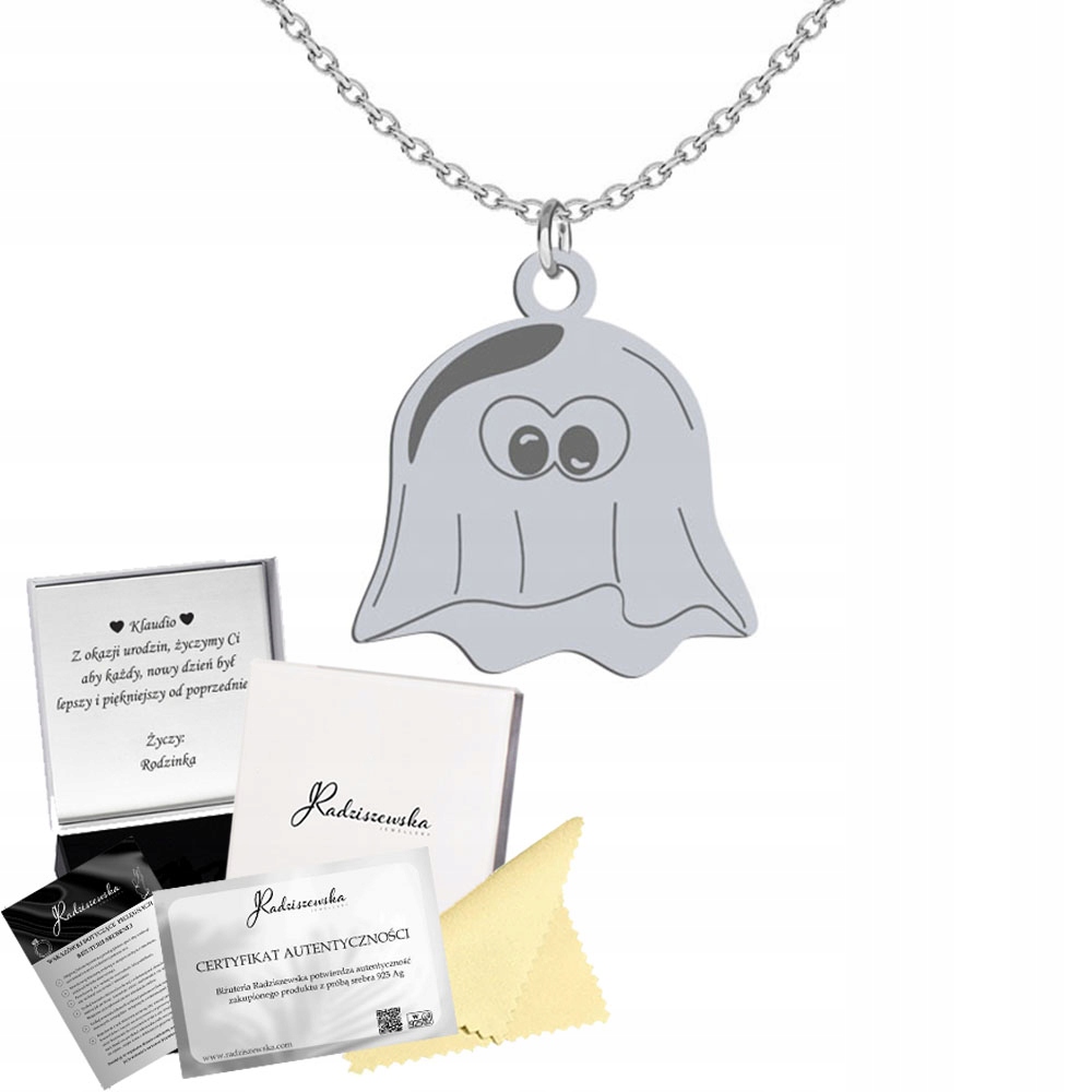 Stříbrný náhrdelník s duší Halloween Řetízek 925 Dárek Gravírování