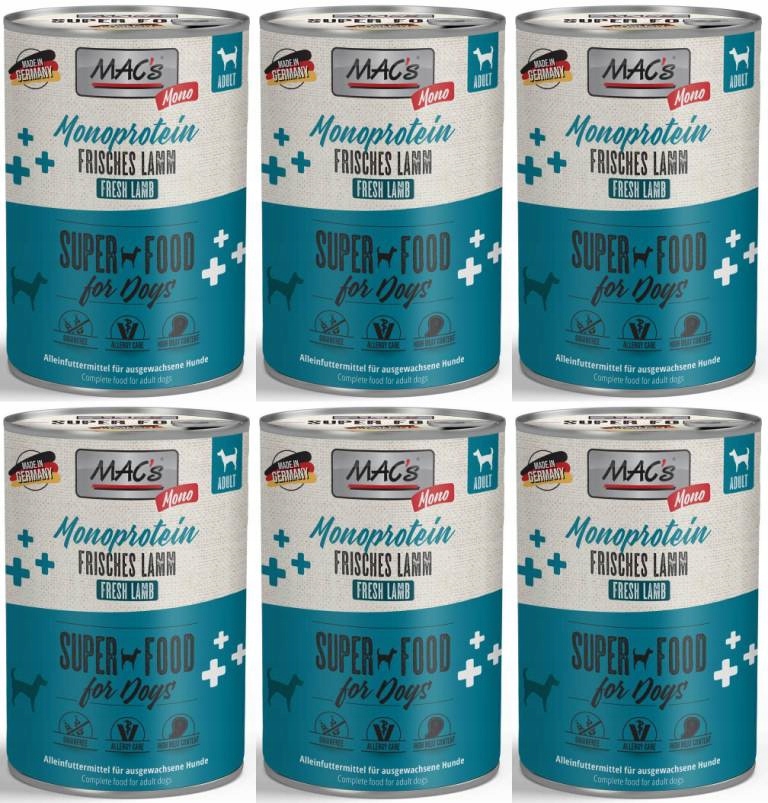 Levně MAC's Pes Monoprotein Jehněčí 6 x 400 g