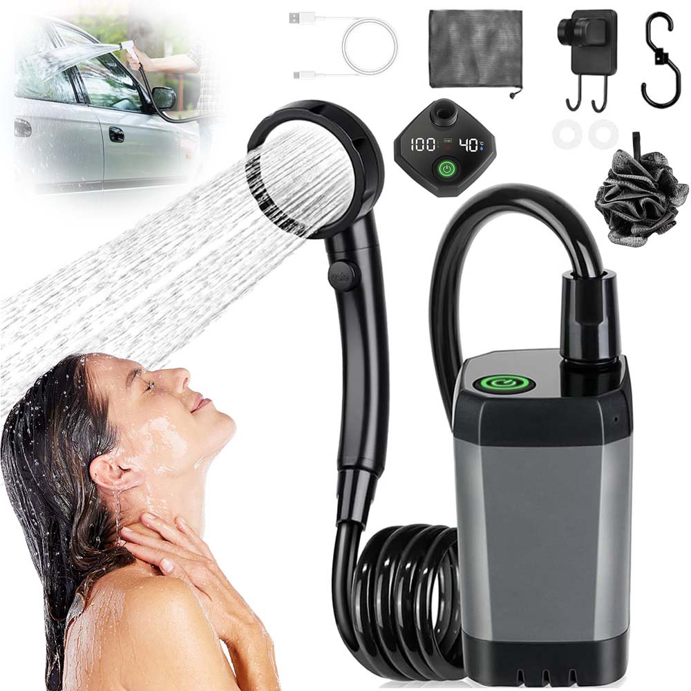Turistická Sprcha Elektrická Kempingová Pumpa Akumulátor Přenosná Led