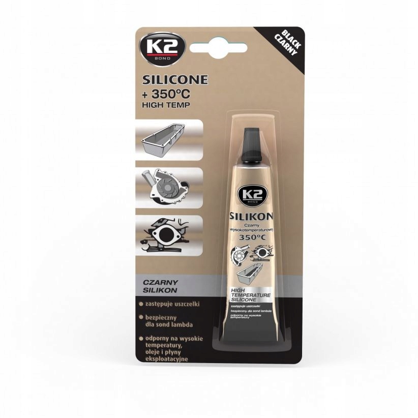 

K2 Silikon Wysokotemperaturowy Czarny +350°C 21g