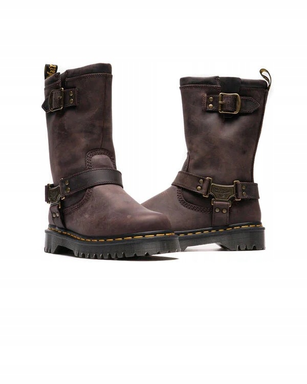 Buty Dr. Martens Anistone Hi Dark Brown Burnished Waxy Pull Up Wp 41