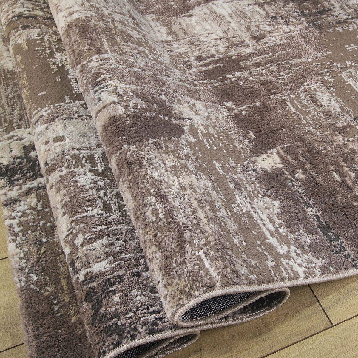 MIĘKKI DYWAN LAILA 2498c DO PRZEDPOKOJU BRĄZOWY SZARY GRUBY LOFT 120x170cm Kształt Prostokąt