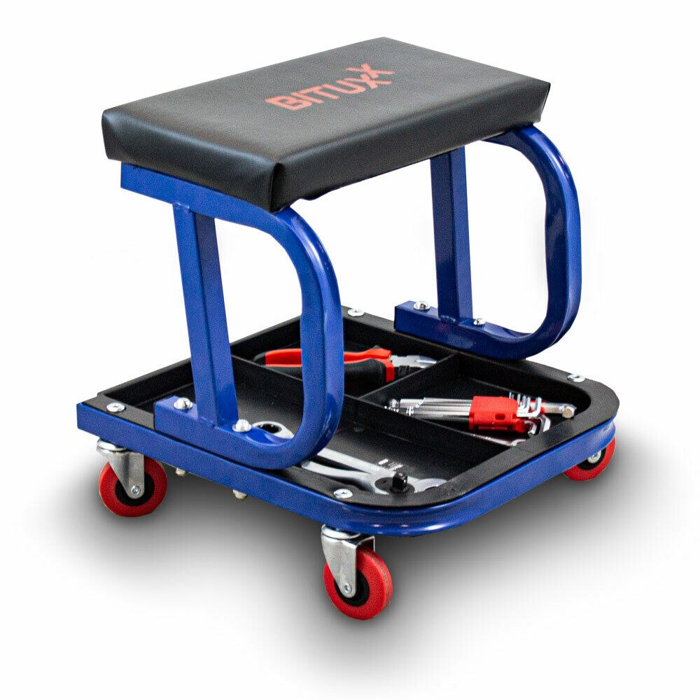 СТУЛ МАСТЕРСКОЙ БИТУКС МОБИЛЬНЫЙ ДО 120КГ + ПОЛКА