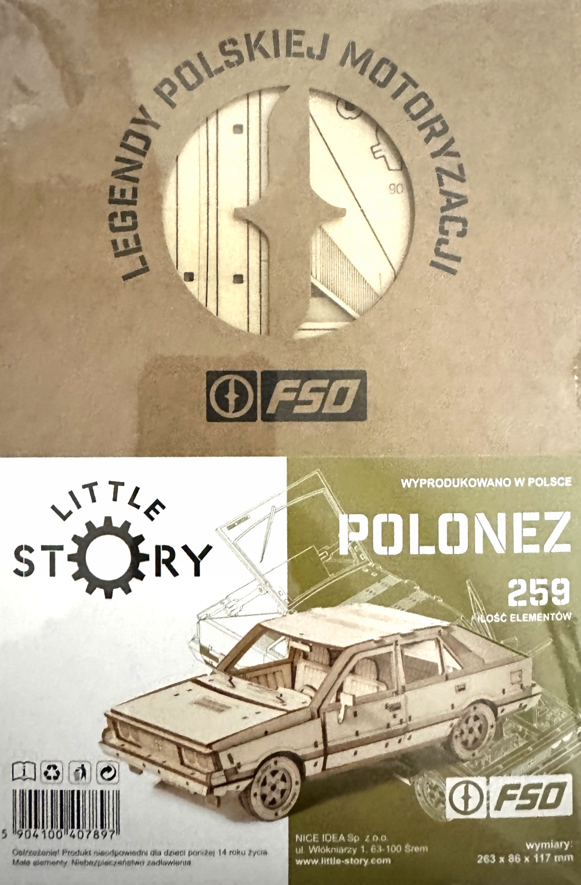 Little Story Drewniane Puzzle Model 3D AUTO FSO Polonez 1500 Materiał drewno