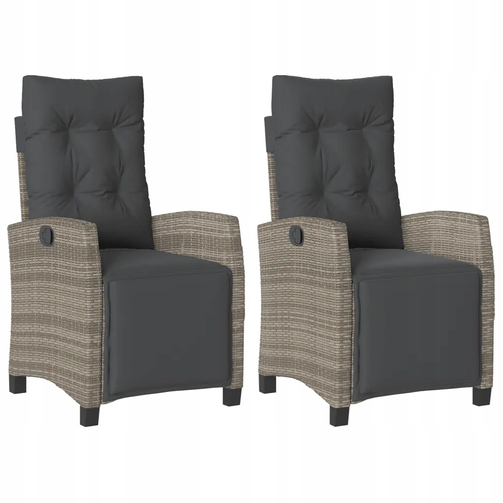 Skládací zahradní křesla z Pe ratanu, šedá, 57x66x93 cm