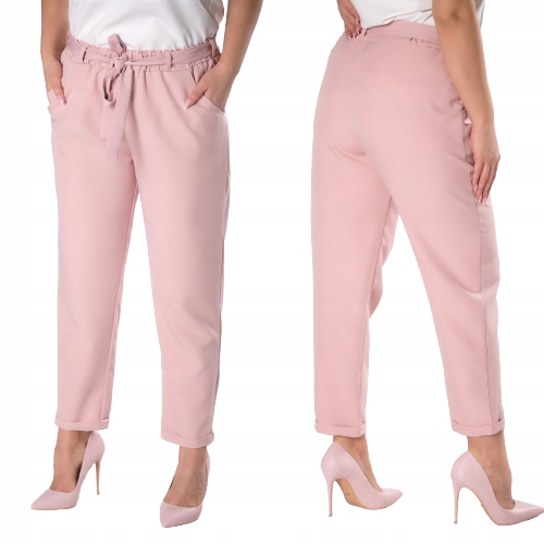 Elegantní kalhoty Anet s paper bagem, barva starorůžová velikost XL