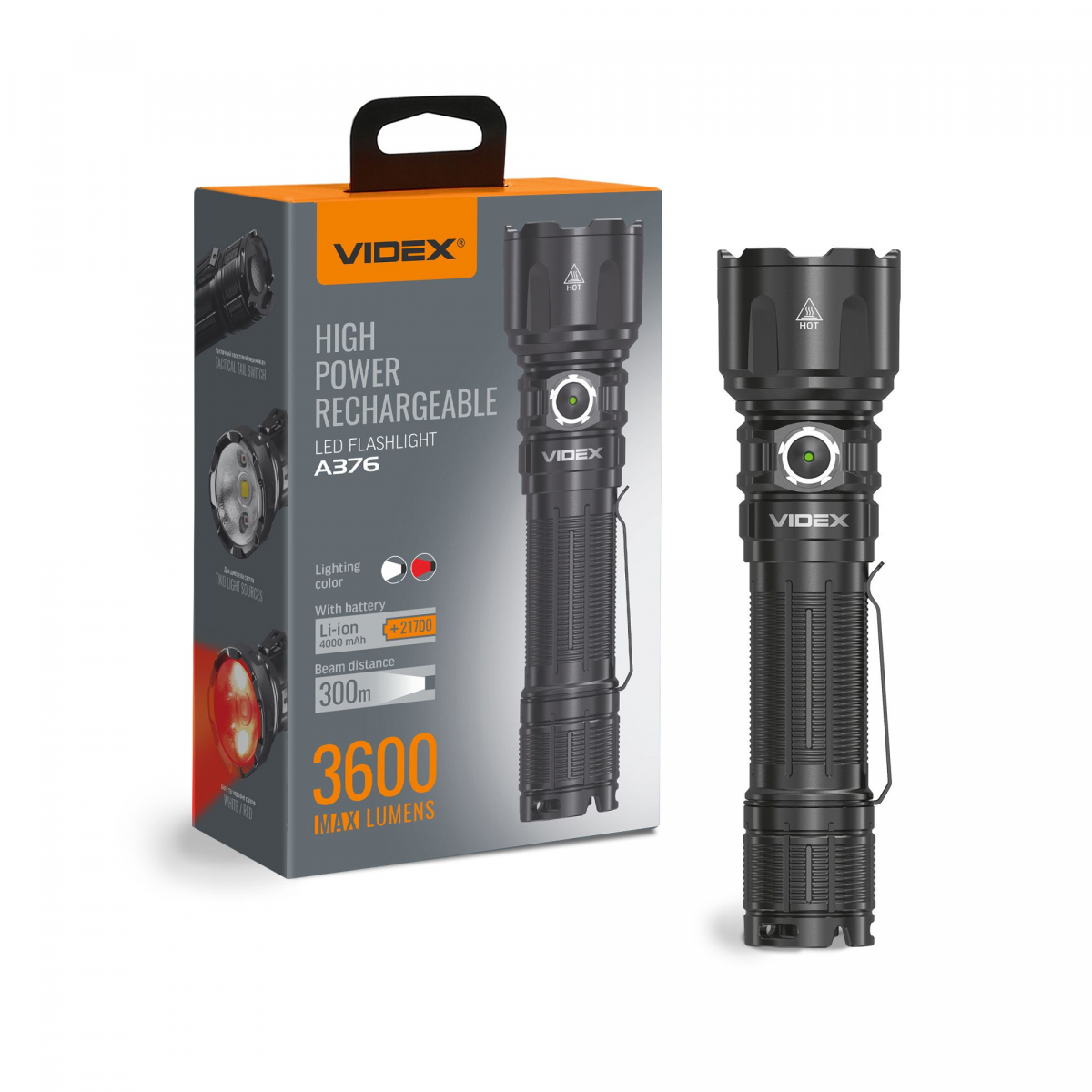 Led Portable Flashlight Videx VLF-A376 3600Lm 5000K