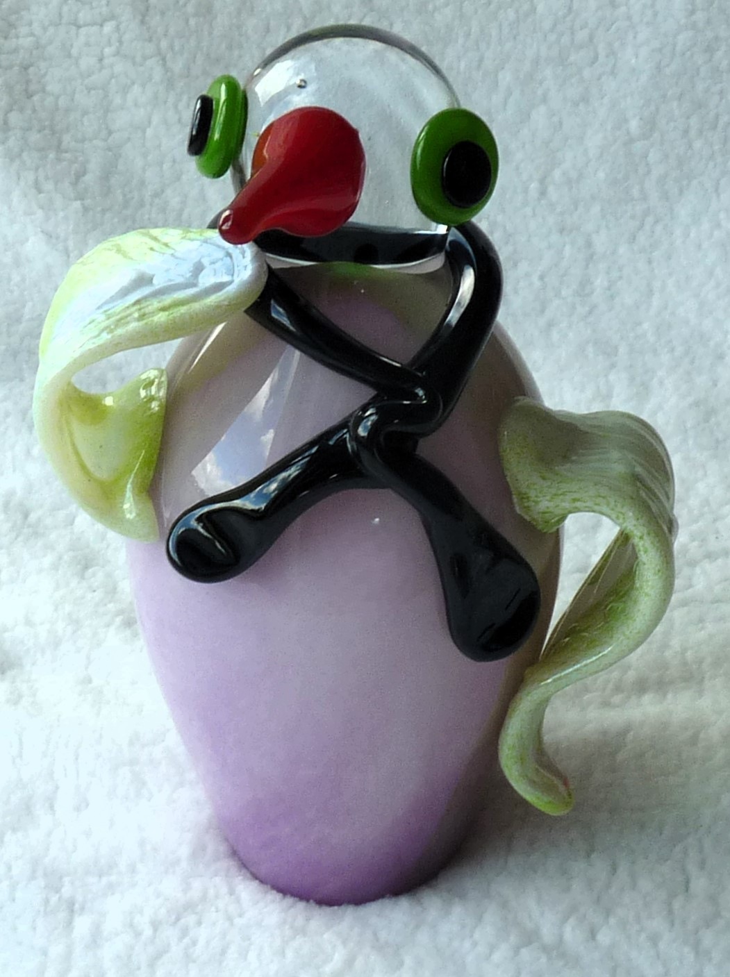 Skleněná figurka krásný tučňák růžový nafukovací Dárek Fdxxl Velká XXL 27 cm