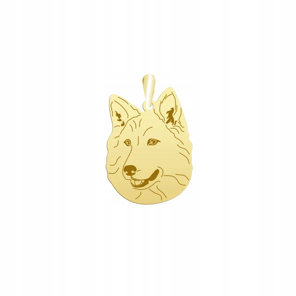 Zlatý přívěsek se psem White Swiss Shepherd Dog 925 Dárek Gravírování Bonus
