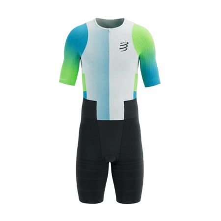 Compressport Pánský triatlonový oblek Stream Ss bílá/modro-zelená L