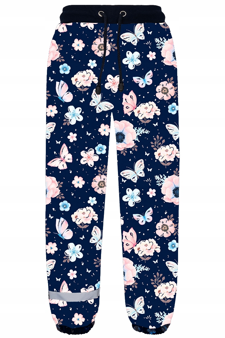 Spodnie Przeciwdeszczowe softshell całoroczne Kieszeń motyle i peonie r.122