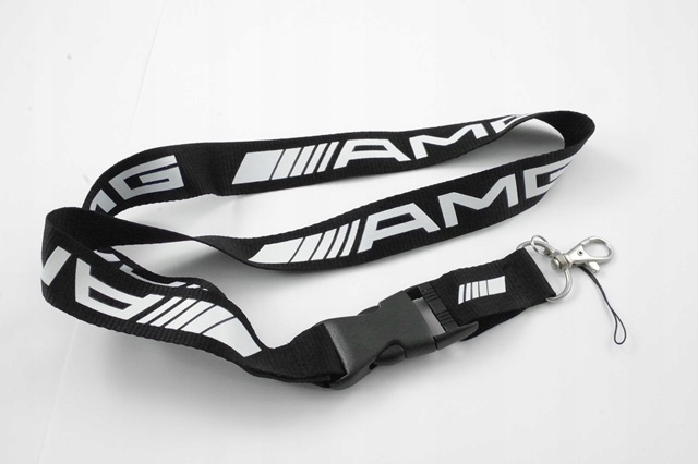 AMG SMYCZ DO TELEFONU KLUCZY DUŻE LOGO BLACK/WHITE CZARNA BIAŁA