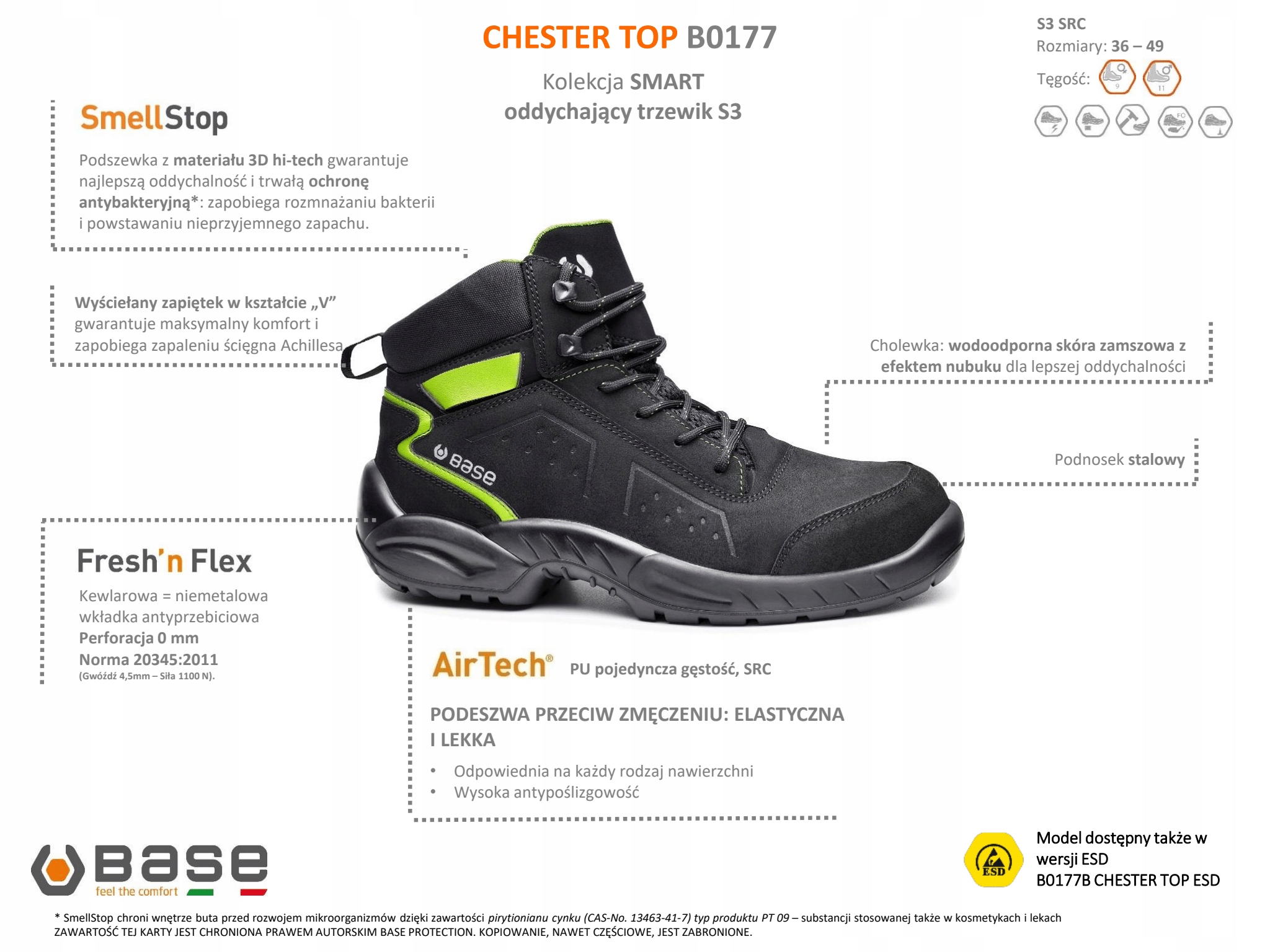 BUTY ROBOCZE BHP BASE CHESTER S3 SRC OBUWIE r.46 Kod producenta B0177