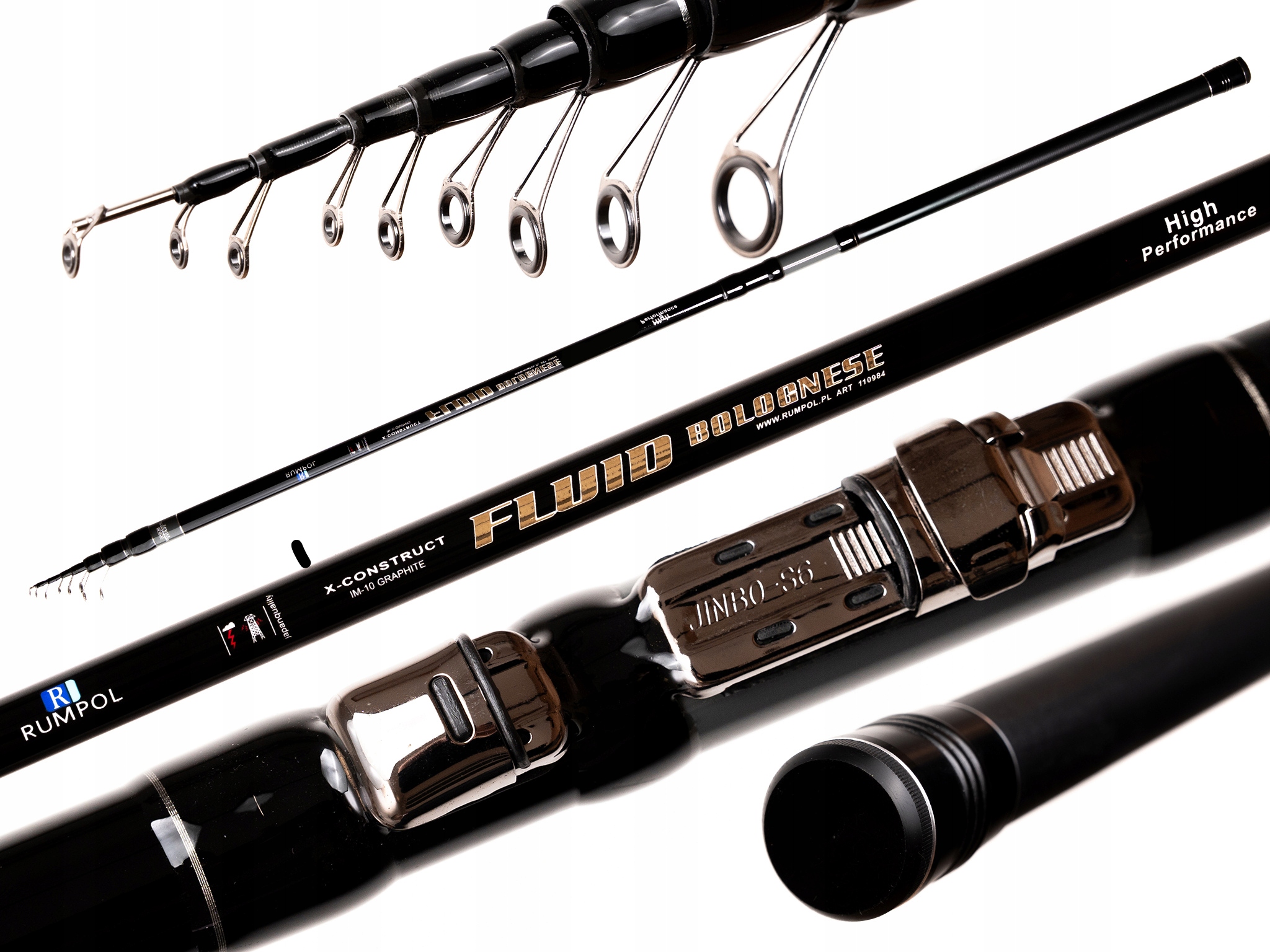 Prut Rumpol Fluid Bolognese 4 M 10-40 G Lehký, Silný, Karbonový, 400 CM Teleskopický