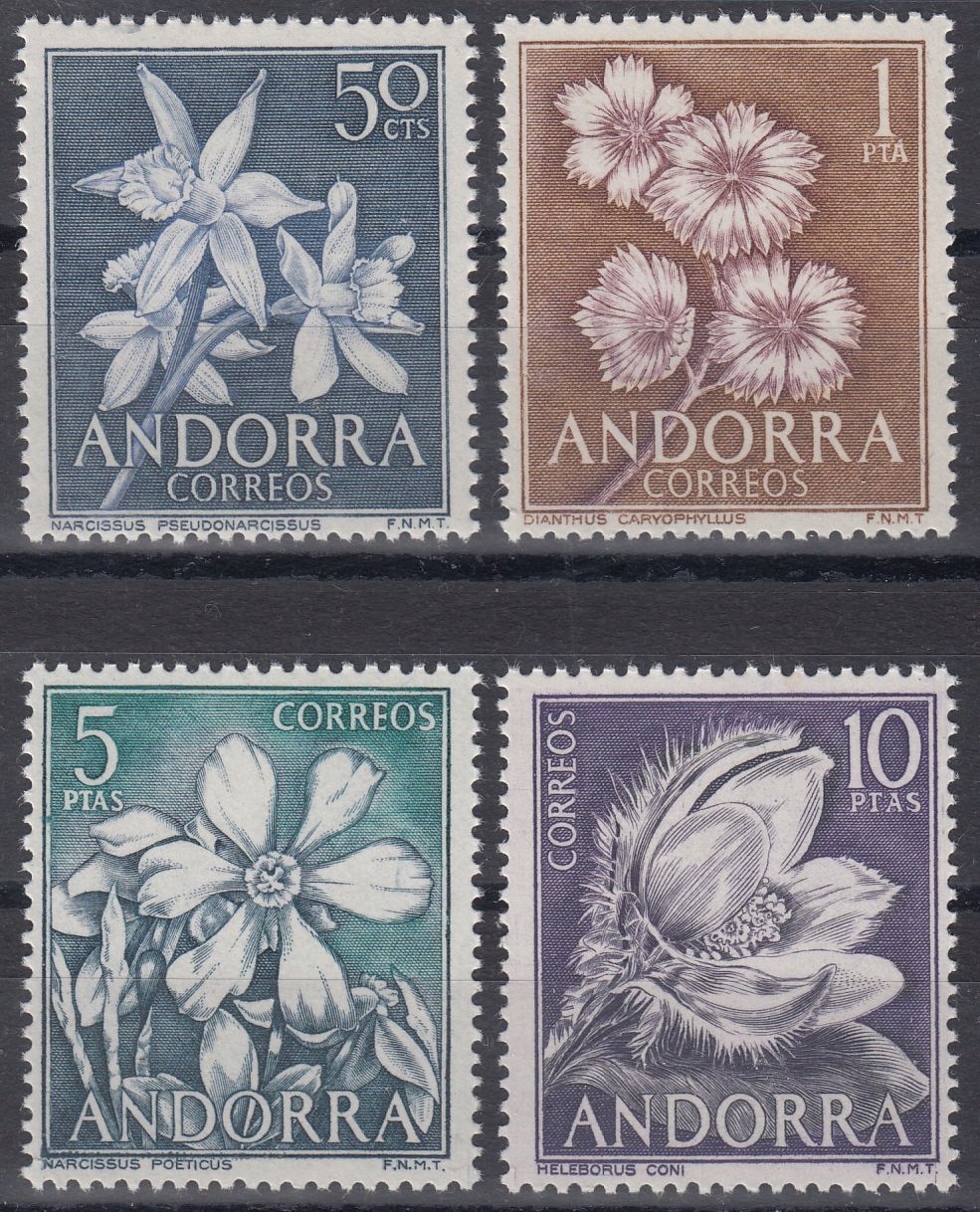 ANDORA - 1966 - Mi 67-70 - KWIATY, STALORYT xx