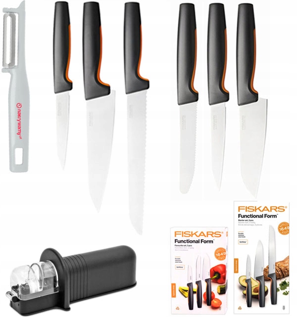 

Fiskars Ff Komplet 6 (3+3) Noży Ostrzałka+gratis
