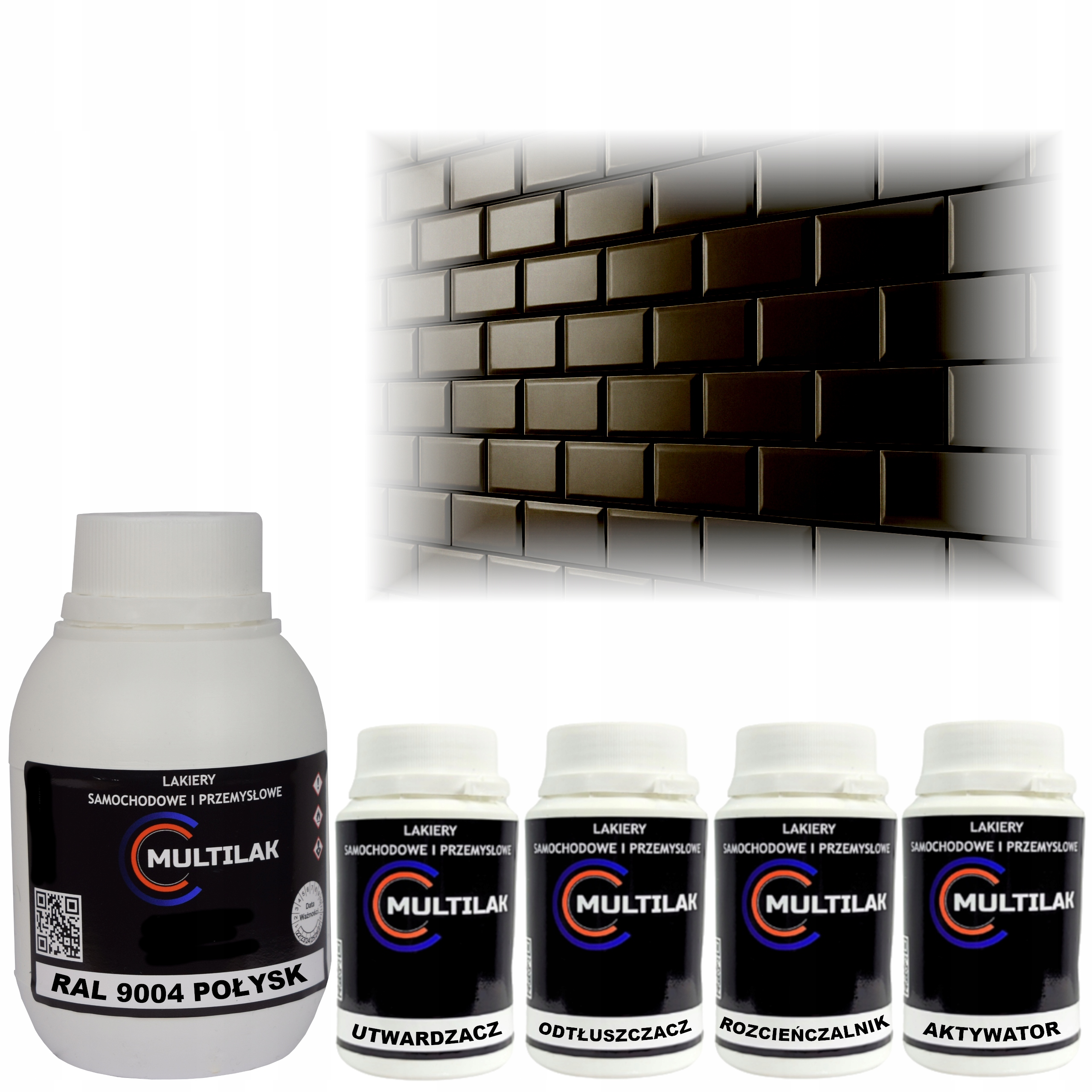 Lak barva Ral 9004 na glazuru dlaždic na váleček štětec 0,5L Lesk