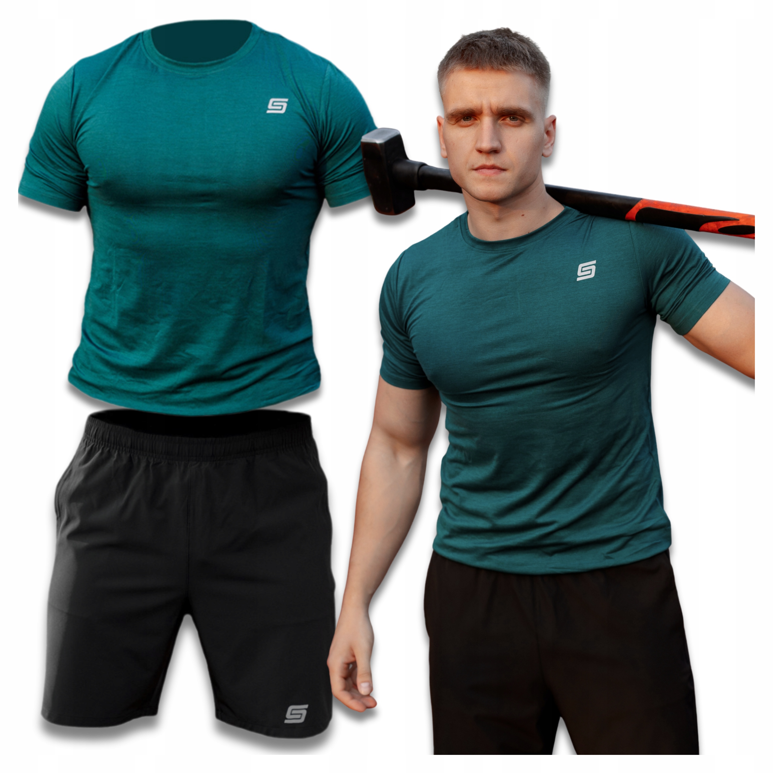 Koszulka Termoaktywna Męska Spodnie Spodenki Na Trening Mma Komplet 2w1