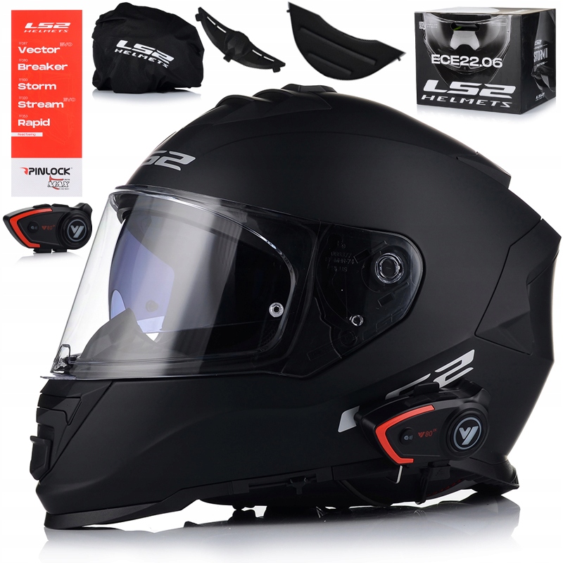 Motocyklová Prilba LS2 FF800 Storm II Čierna Mat Interkom Vito Bluetooth
