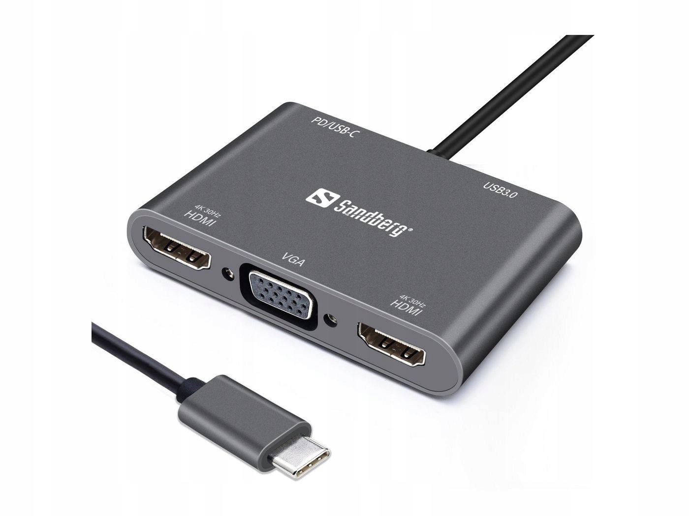 Sandberg Usb-c Dokovací stanice 2xHDMI+1xVGA+USB+PD