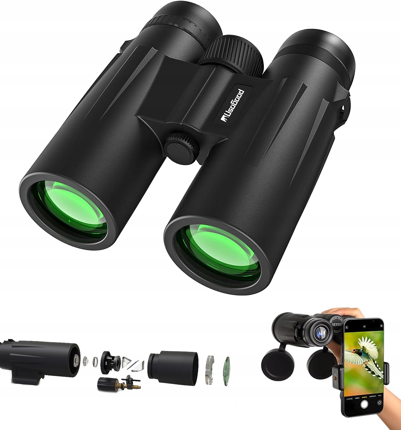 Wodoodporna Lornetka Myśliwska 12x42 BAK4 Wojskowa Poręczna Na Podróż