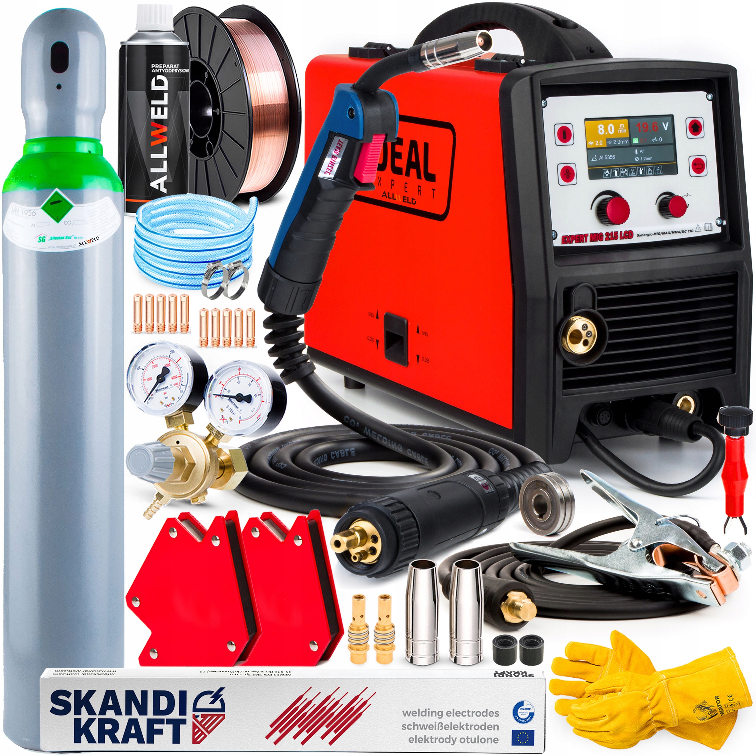 Svářečka Migomat Ideal Expert Mig 215 LCD Synergia Mma Tig 200A 230V Alu