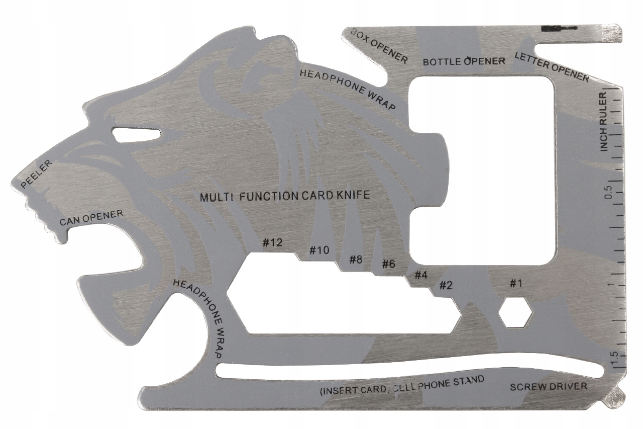DOMINATOR Karta Przeżycia MULTITOOL TYGRYS Srebrna Etui w zestawie nie