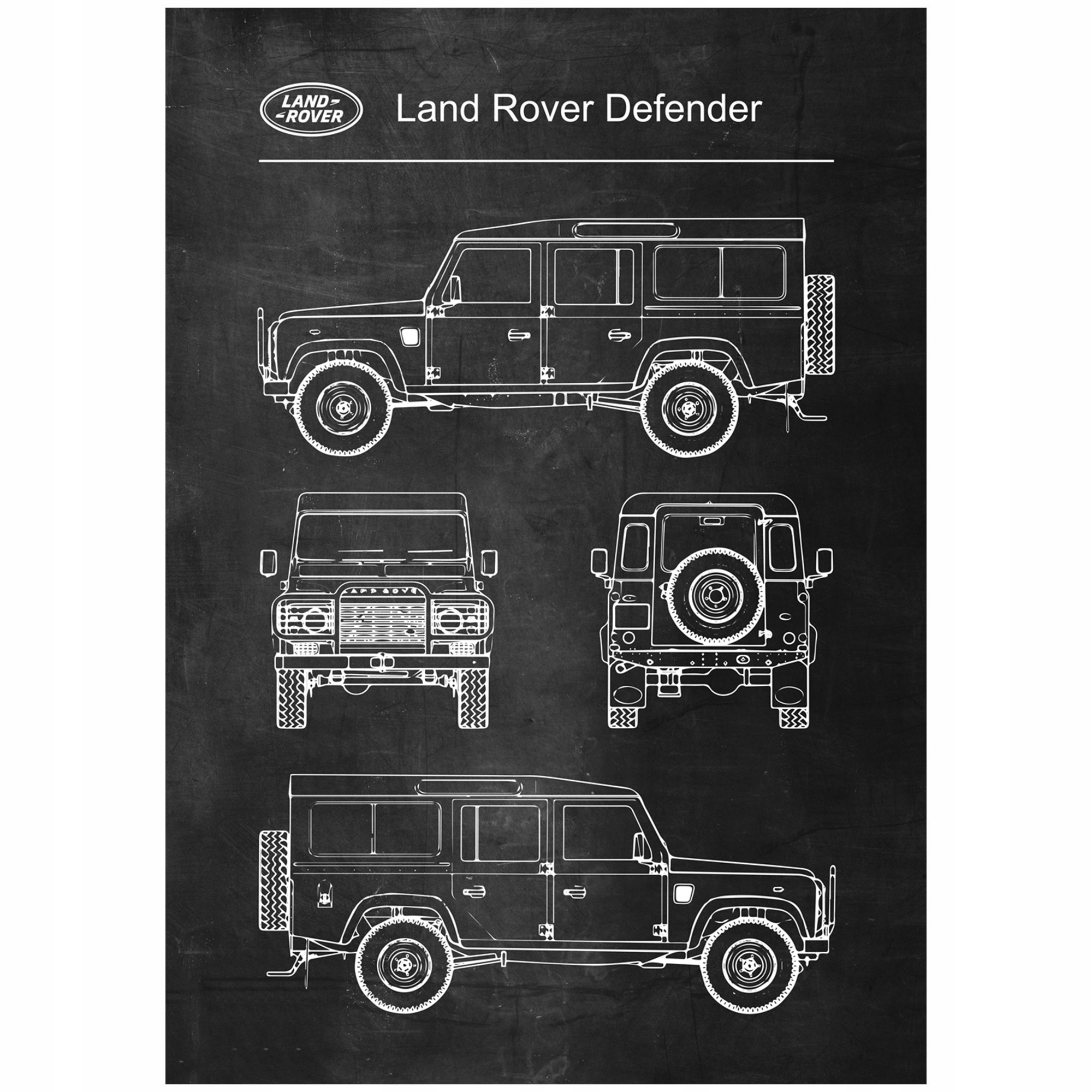 Plakat Land Rover Defender Retro Patent Schemat • Cena, Opinie