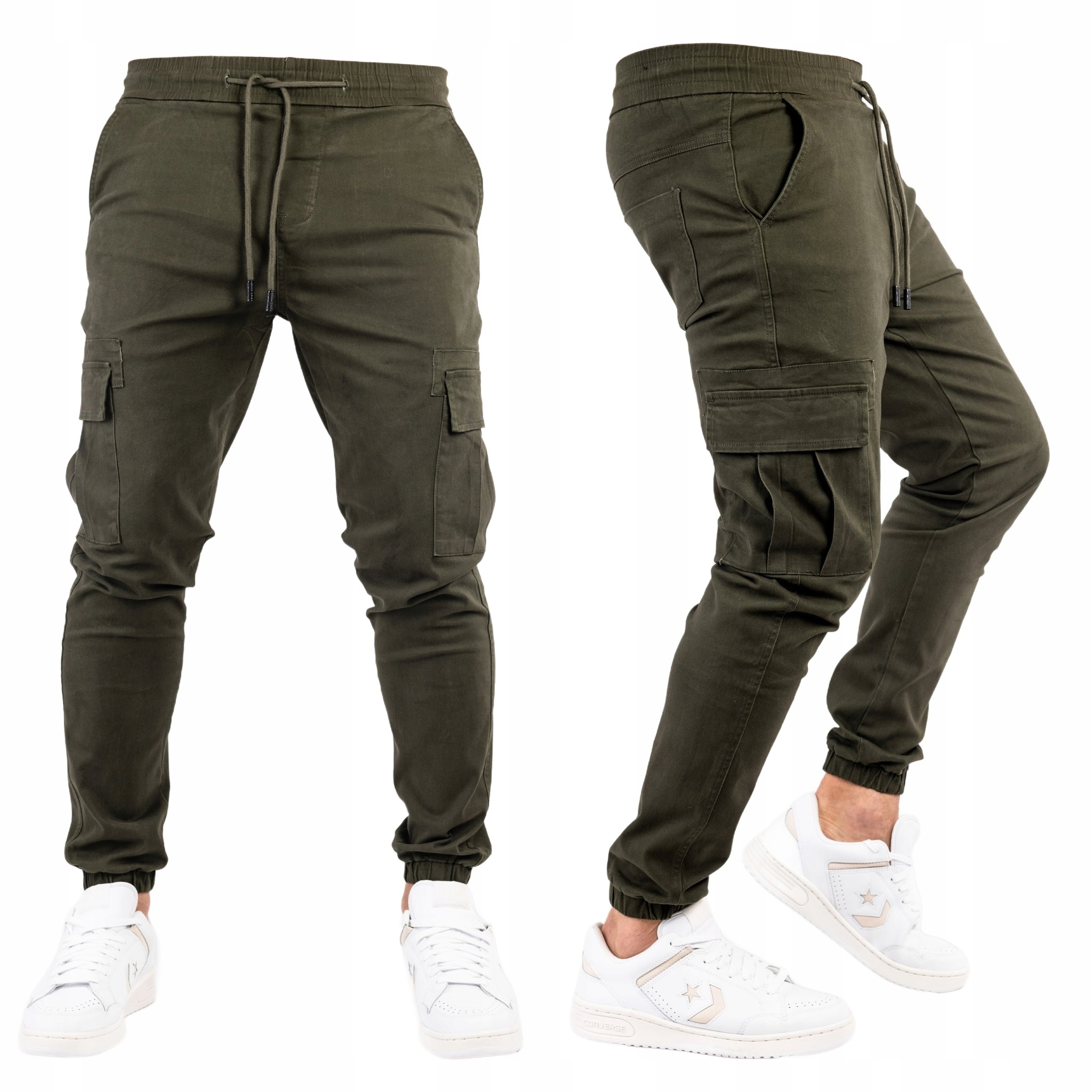 Pánské kalhoty Joggery kapsáče Zelené Khaki Loresto vel. 38