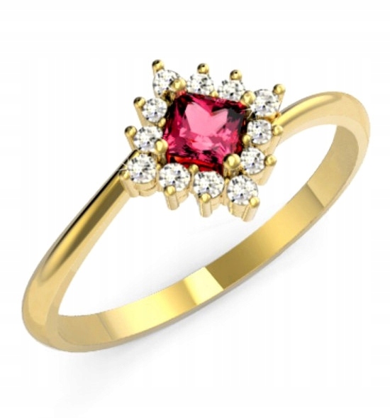 Zlatý Prstýnek Romb S Rubínem Ryzost 585 Gem Square Bloom