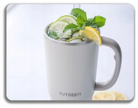 BUYDEEM Kubek termiczny ze słomką 700 ml, DS57, Oat White — 5