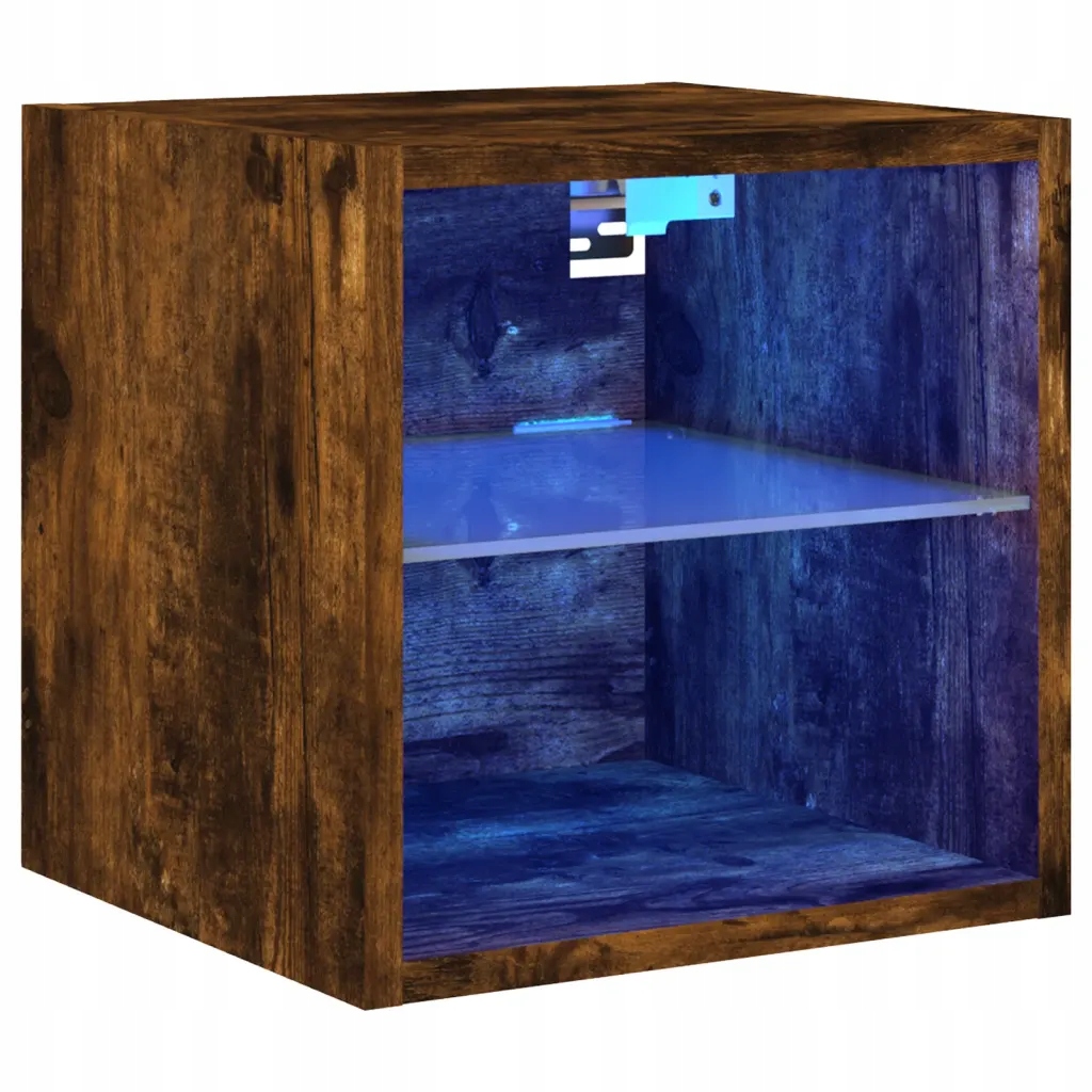 Závěsná Rtv skříňka s Rgb Led osvětlením, kouřový dub, 30x28.5x30 cm