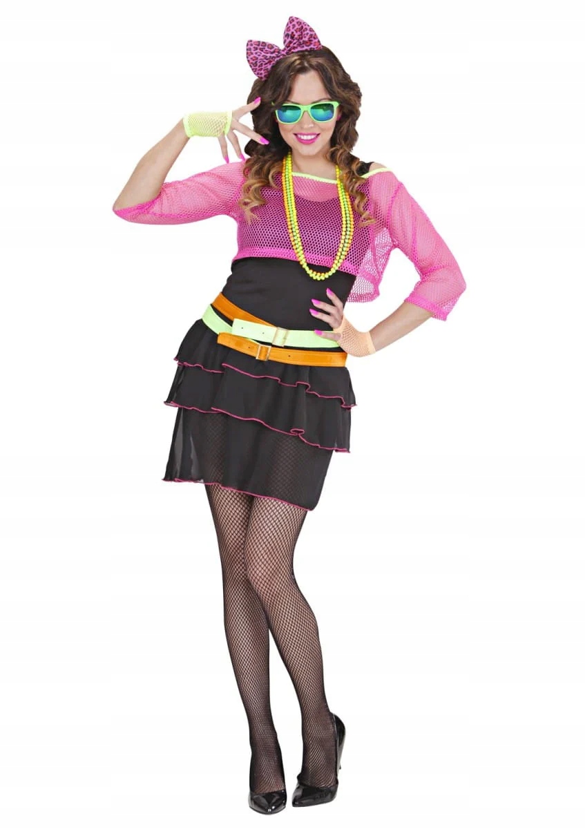 Kostým Letní 80 90 Šaty Disco Girl Převlek Neon M
