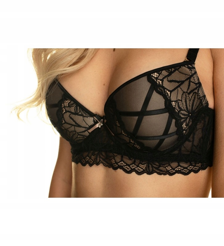 Push-up podprsenka braletka Konrad Vanessa černá na béžovém košíčku 75B