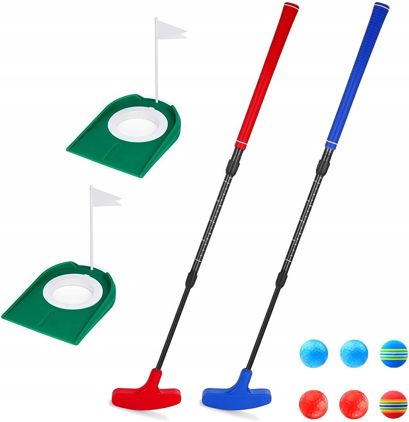 Putter golfowy Flintronic 85 cm oburęczny składany 4-częściowy 2 piłki