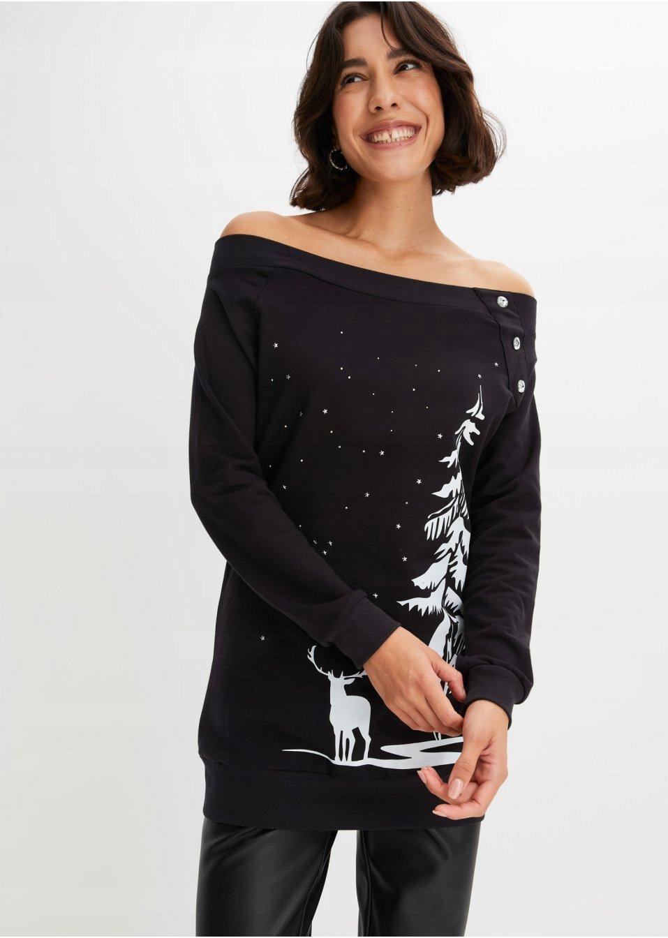 48 Bonprix BLUZA Z NADRUKIEM Rozmiar 48