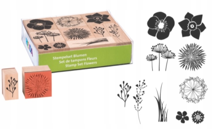 Zestaw pieczątek kwiatów