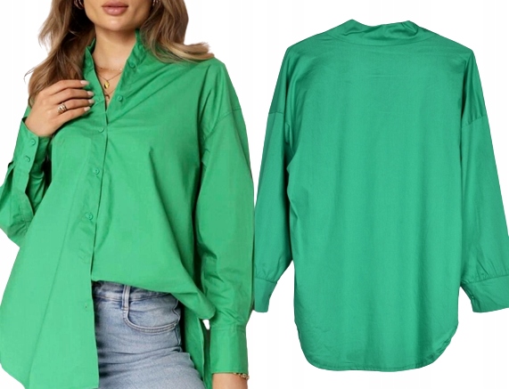 LUŹNA KOSZULA BAWEŁNA GUZIKI OVERSIZE 728