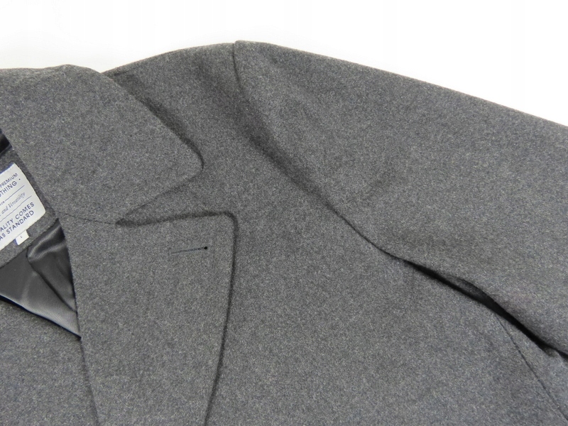 TU__PŁASZCZ DWURZĘDOWY SZARY WEŁNA__L Rozmiar L