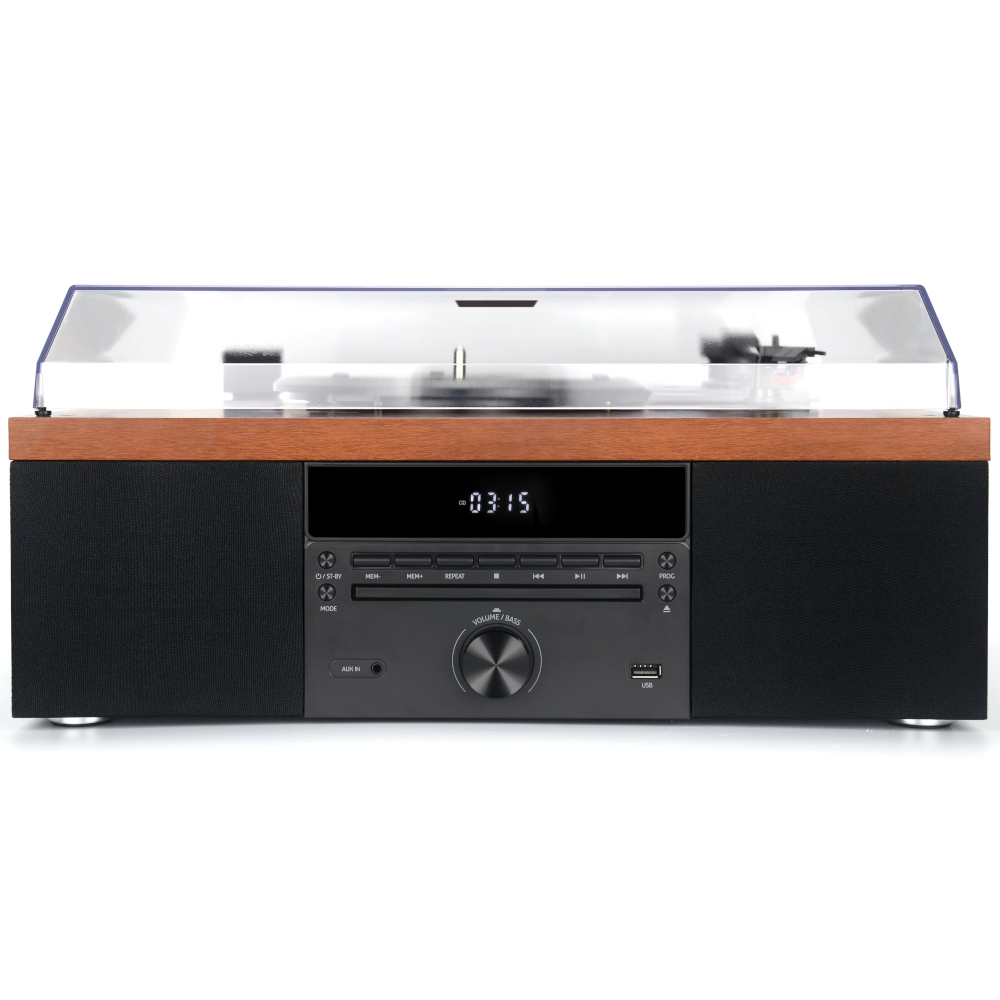 GRAMOFON RETRO AKAI CD RADIO FM BLUETOOTH 5.0 USB 3 PRĘDKOŚCI DREWNO Marka Akai