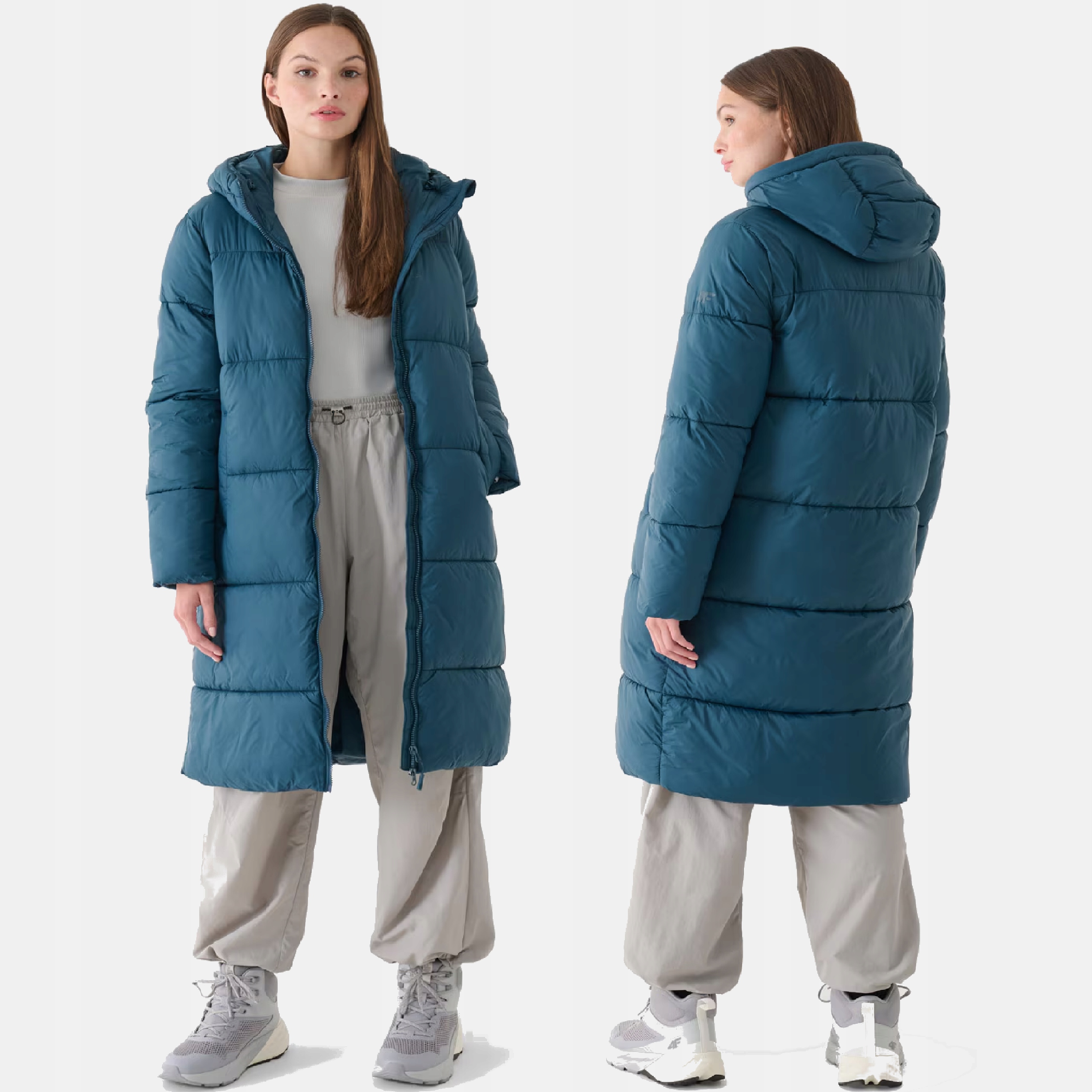 Dámský Kabát 4F Xs Dlouhá Péřová Bunda TDJAF475 AW24