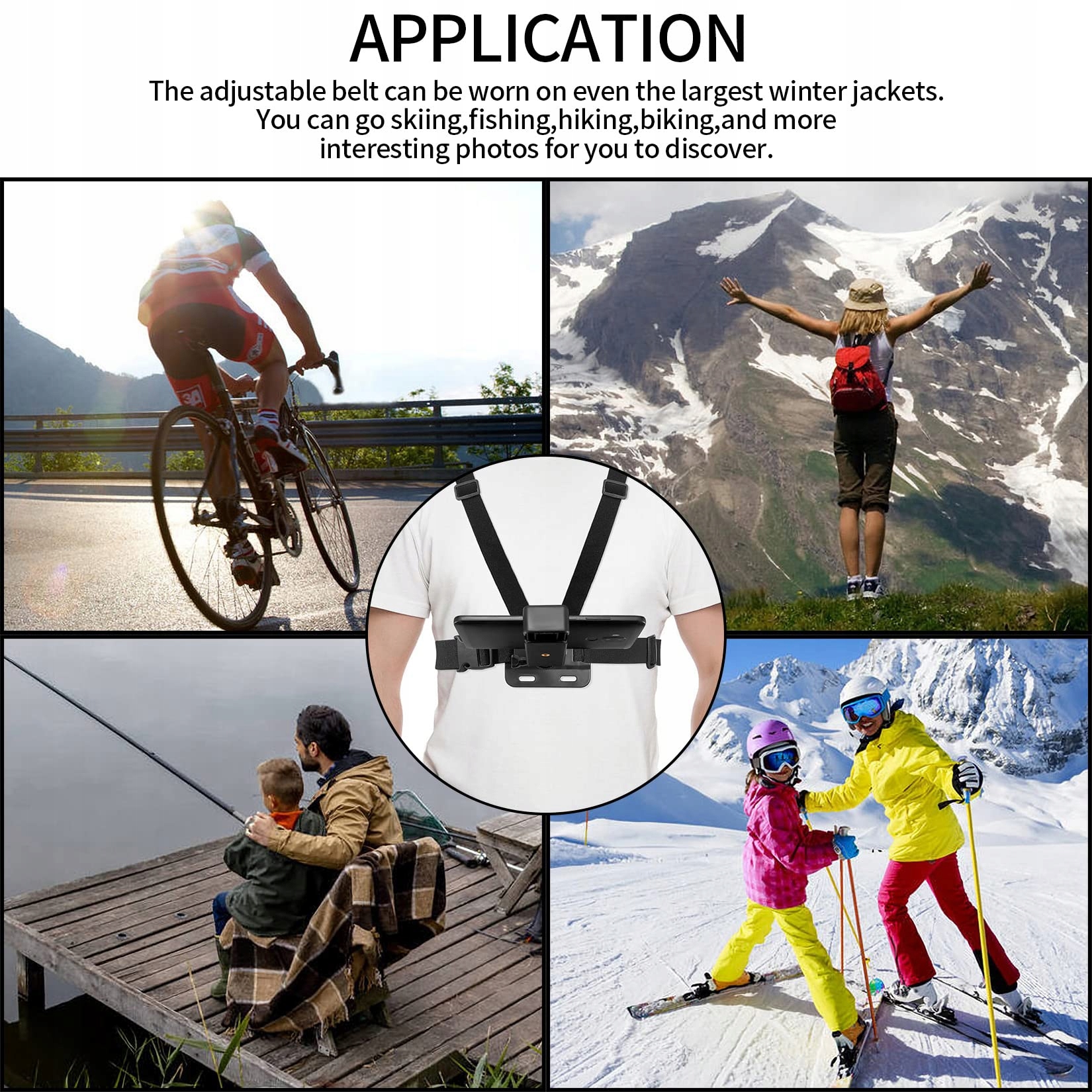 Uchwyt Na Klatkę Piersiową Na Telefon Kamerę Regulowany GoPro Fulushouxi — miniatura 7