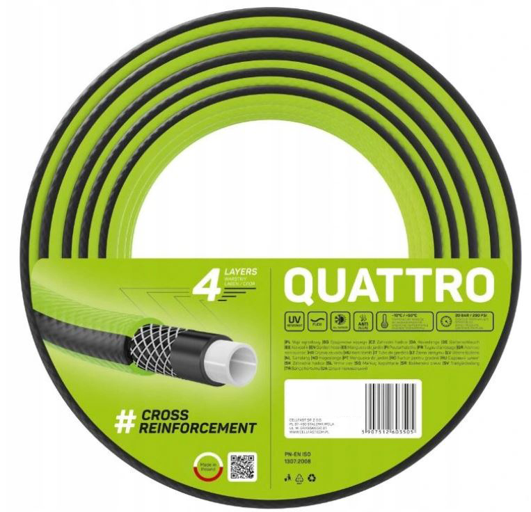 

Wąż Quattro 3/4 x 25m 4 Wartwy Ogrodowy Cellfast