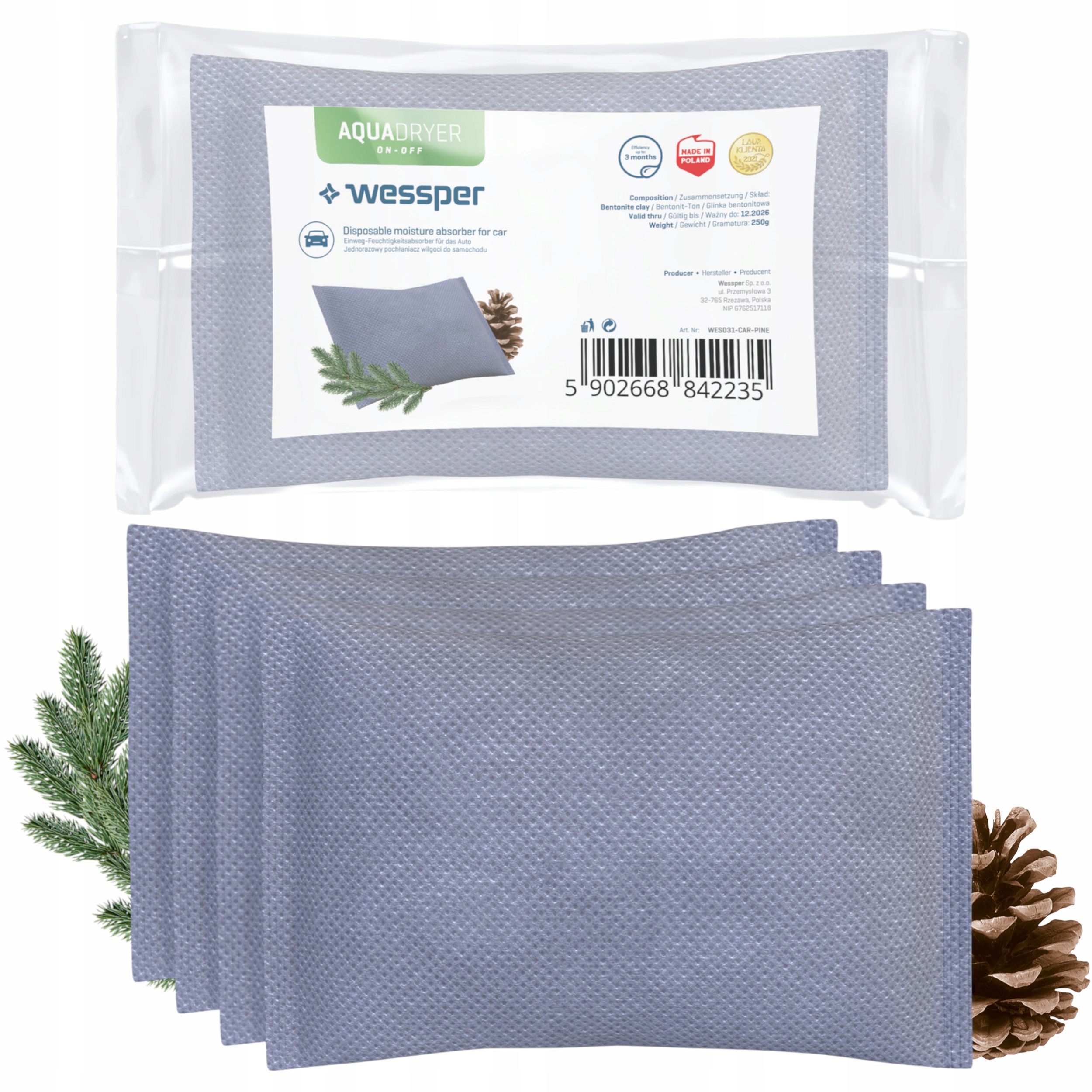 4x POCHŁANIACZ WILGOCI SAMOCHODOWY AUTA OSUSZACZ