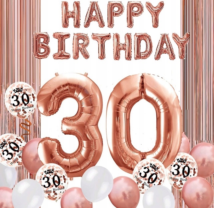 

Balony Zestaw na trzydziestkę 30 Lat Rose Gold