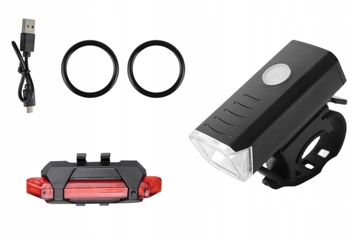 

Zestaw Lampka rowerowa Led przód tył ładowana Usb